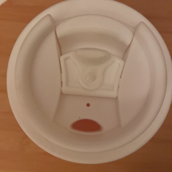 Scream & Sugar 18 fl oz pink & white travel coffee tumbler w/ screw on lid - Picture 3 of 5